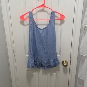 Blue & white pinstripe blouse